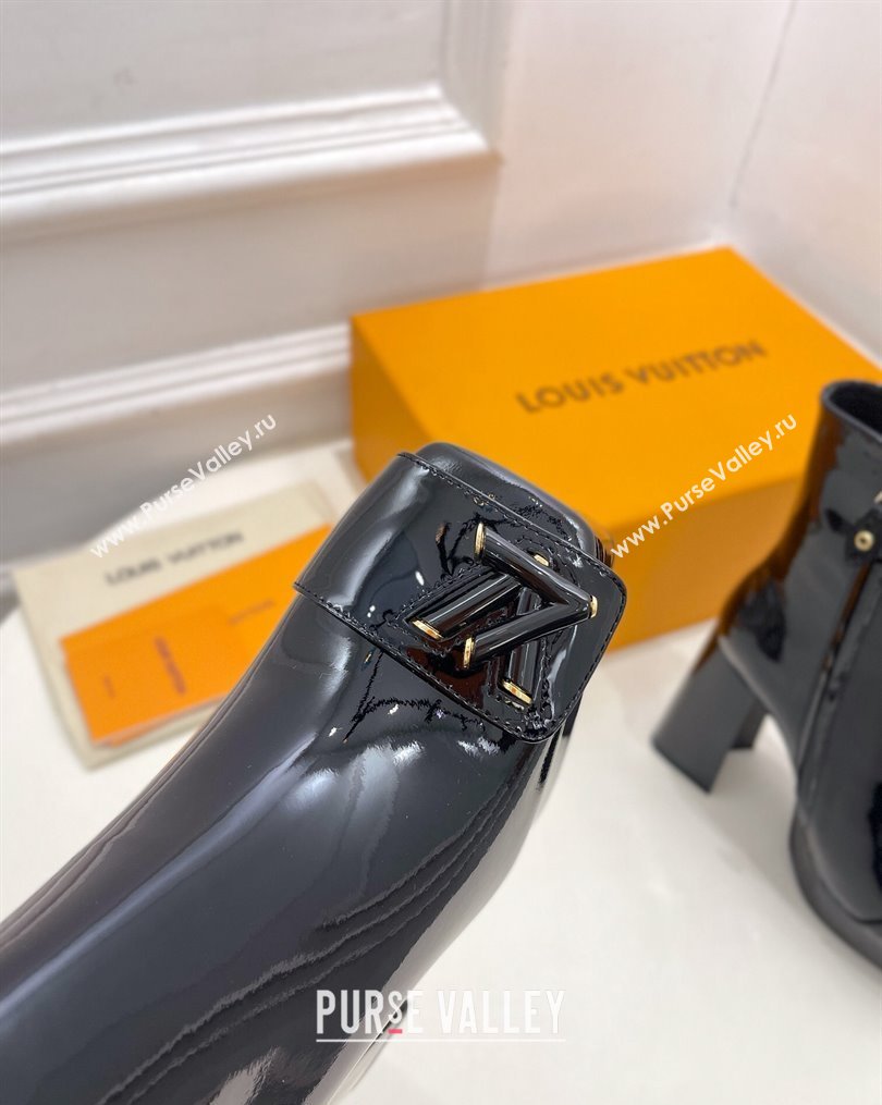 Louis Vuitton Shake Platform Ankle Boots 12cm in Patent Leather Black 2023 1ABUK6 (MD-231026011)