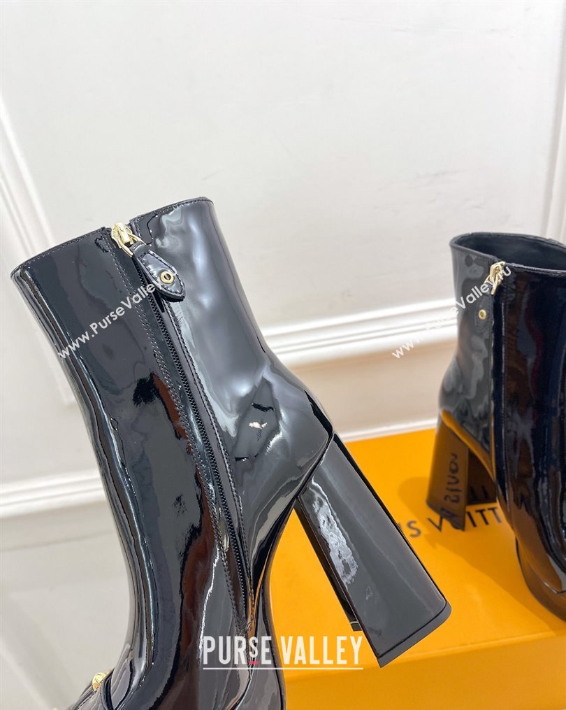 Louis Vuitton Shake Platform Ankle Boots 12cm in Patent Leather Black 2023 1ABUK6 (MD-231026011)