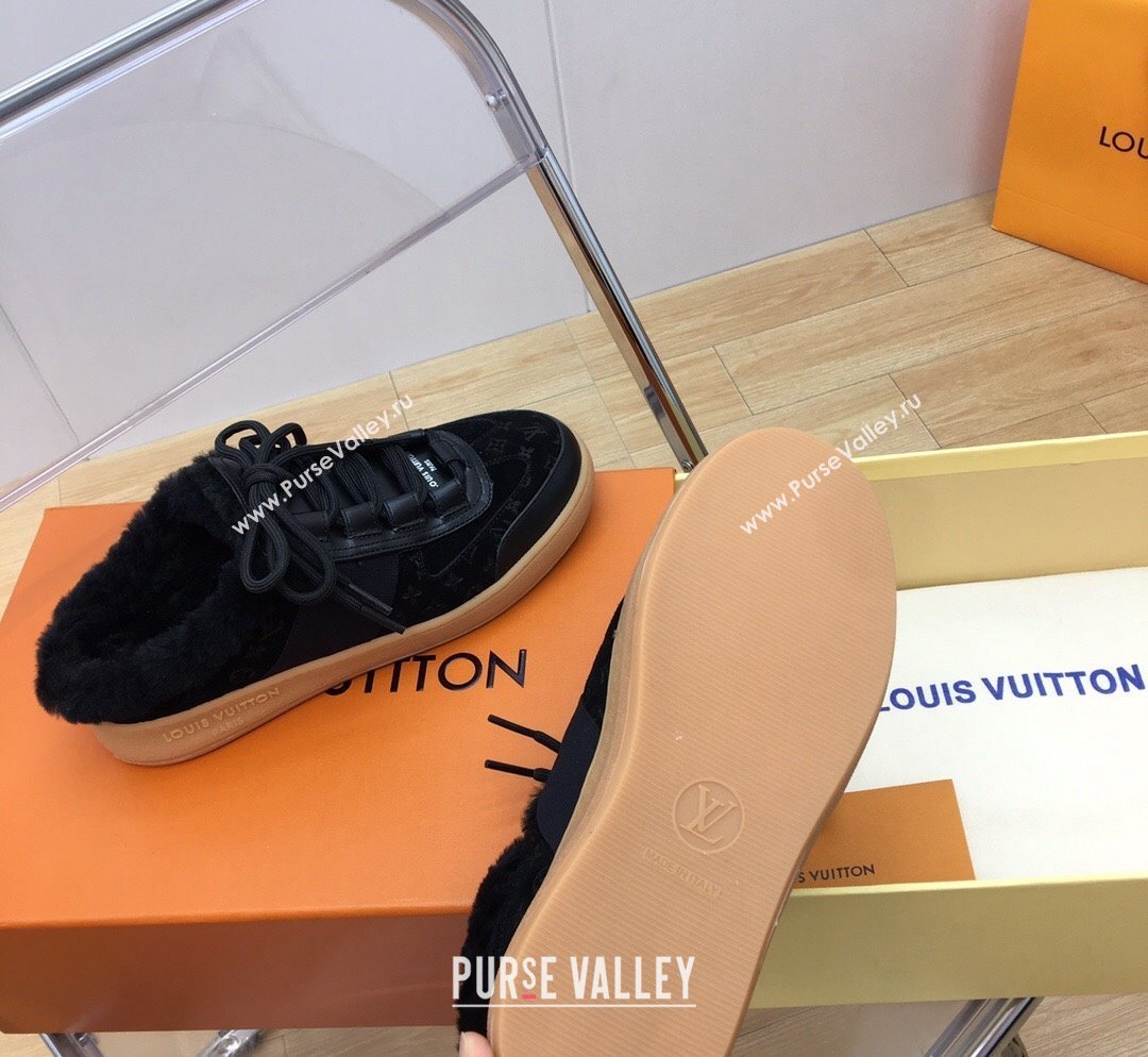 Louis Vuitton Lous Open Back Sneakers in Monogram Suede and Wool Black 2023 1ACAE7 (MD-231026014)