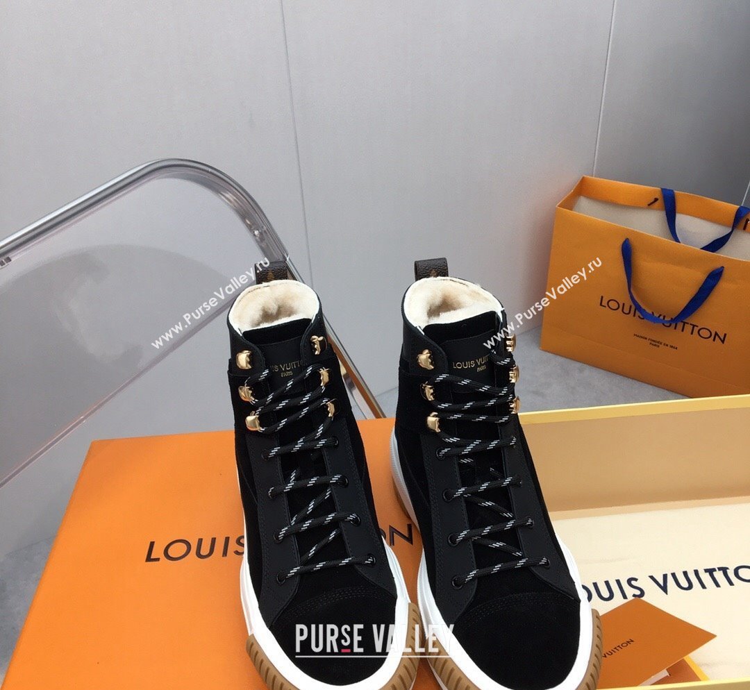 Louis Vuitton Suede and Wool Sneakers Boots Black 2023 LV10261 (MD-231026015)