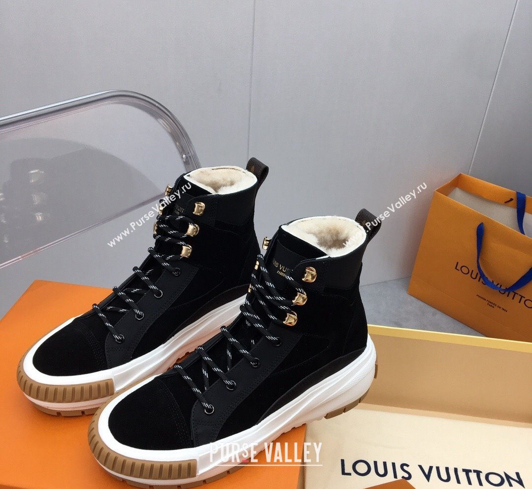 Louis Vuitton Suede and Wool Sneakers Boots Black 2023 LV10261 (MD-231026015)