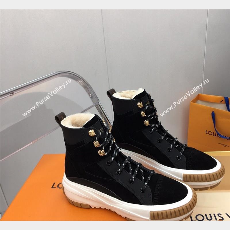 Louis Vuitton Suede and Wool Sneakers Boots Black 2023 LV10261 (MD-231026015)