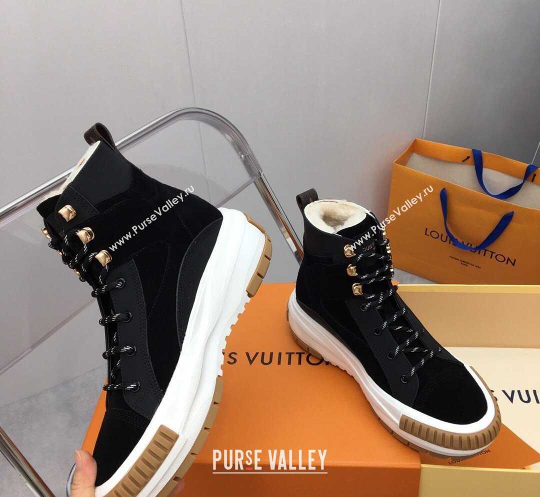 Louis Vuitton Suede and Wool Sneakers Boots Black 2023 LV10261 (MD-231026015)