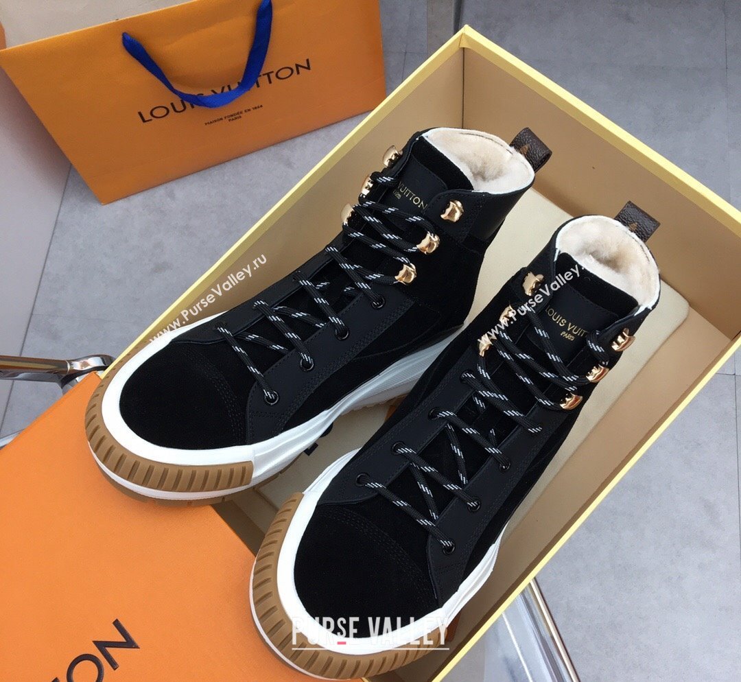 Louis Vuitton Suede and Wool Sneakers Boots Black 2023 LV10261 (MD-231026015)