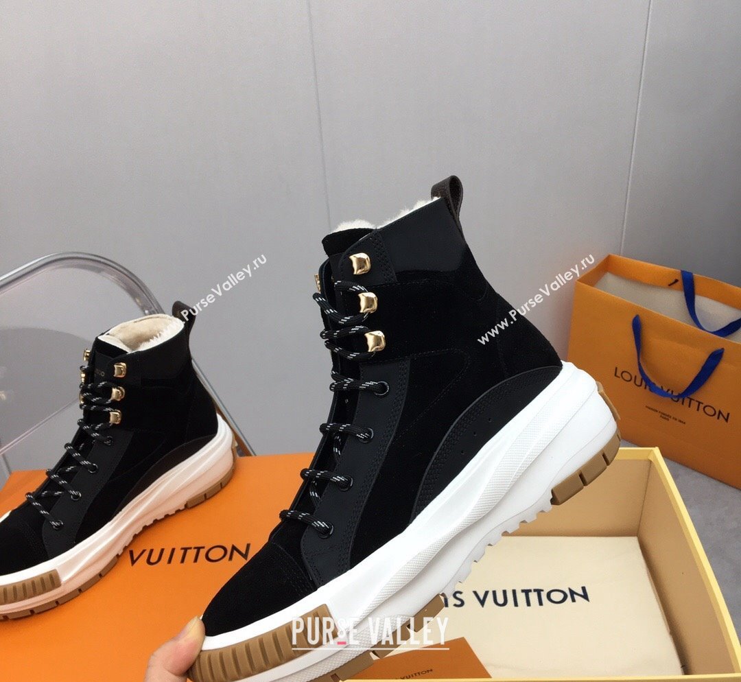 Louis Vuitton Suede and Wool Sneakers Boots Black 2023 LV10261 (MD-231026015)