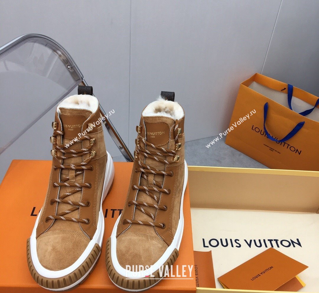 Louis Vuitton Suede and Wool Sneakers Boots Brown 2023 LV10261 (MD-231026016)