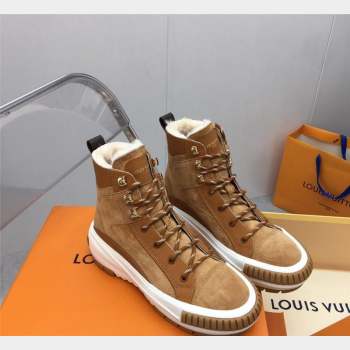 Louis Vuitton Suede and Wool Sneakers Boots Brown 2023 LV10261 (MD-231026016)