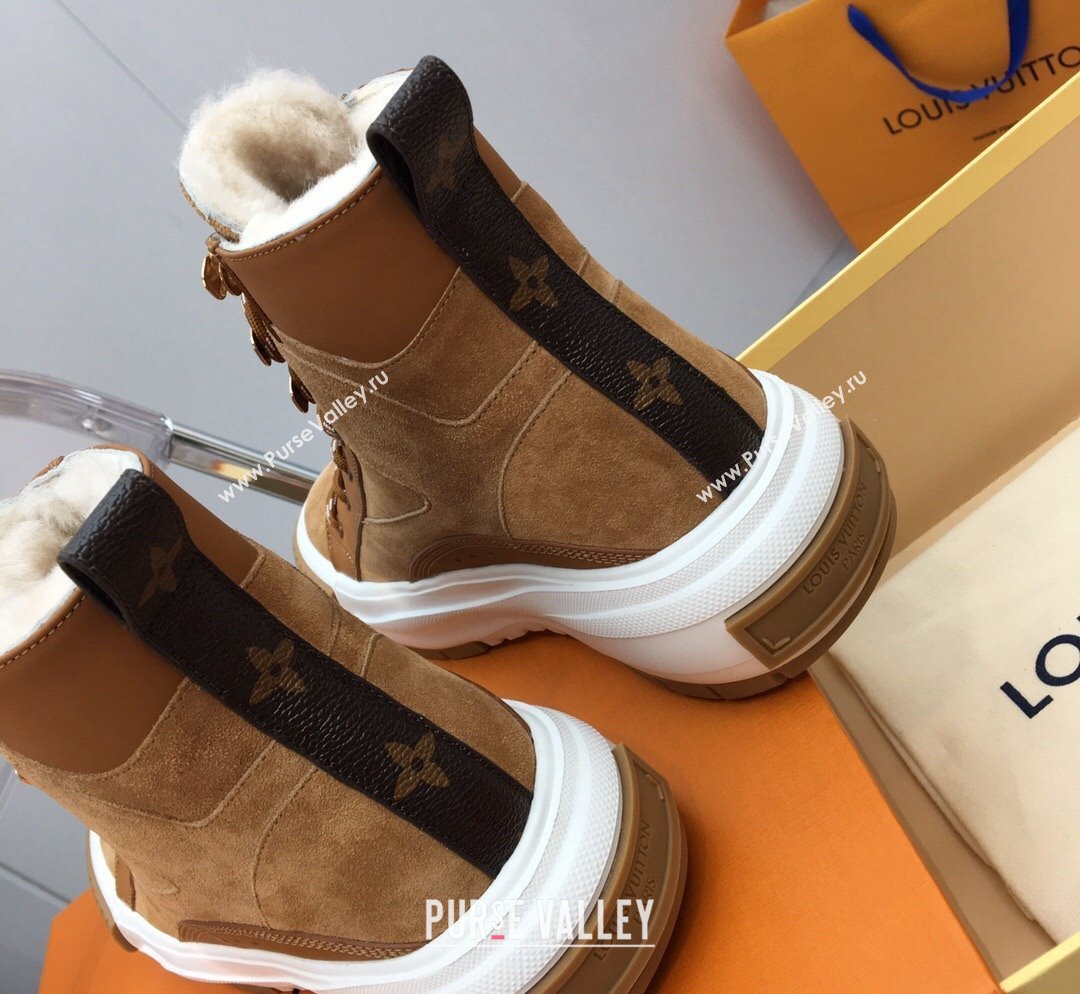 Louis Vuitton Suede and Wool Sneakers Boots Brown 2023 LV10261 (MD-231026016)