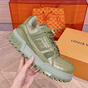 Louis Vuitton LV Trainer Maxi Sneakers in Stone Embossed Leather Green 2 2023 LV10251 (MD-231025124)