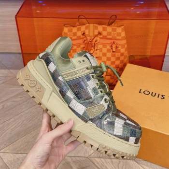 Louis Vuitton LV Trainer Maxi Sneakers in Stone Embossed Leather Green/Multicolor 2023 LV10251 (MD-231025121)