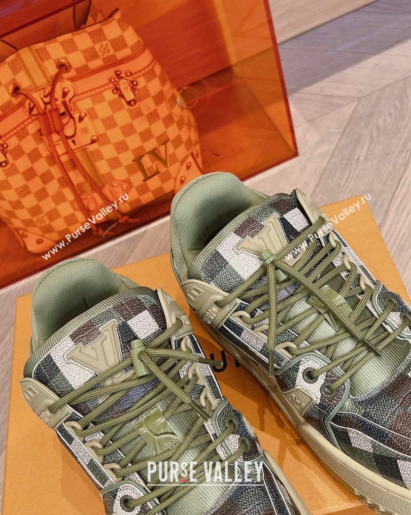 Louis Vuitton LV Trainer Maxi Sneakers in Stone Embossed Leather Green/Multicolor 2023 LV10251 (MD-231025121)