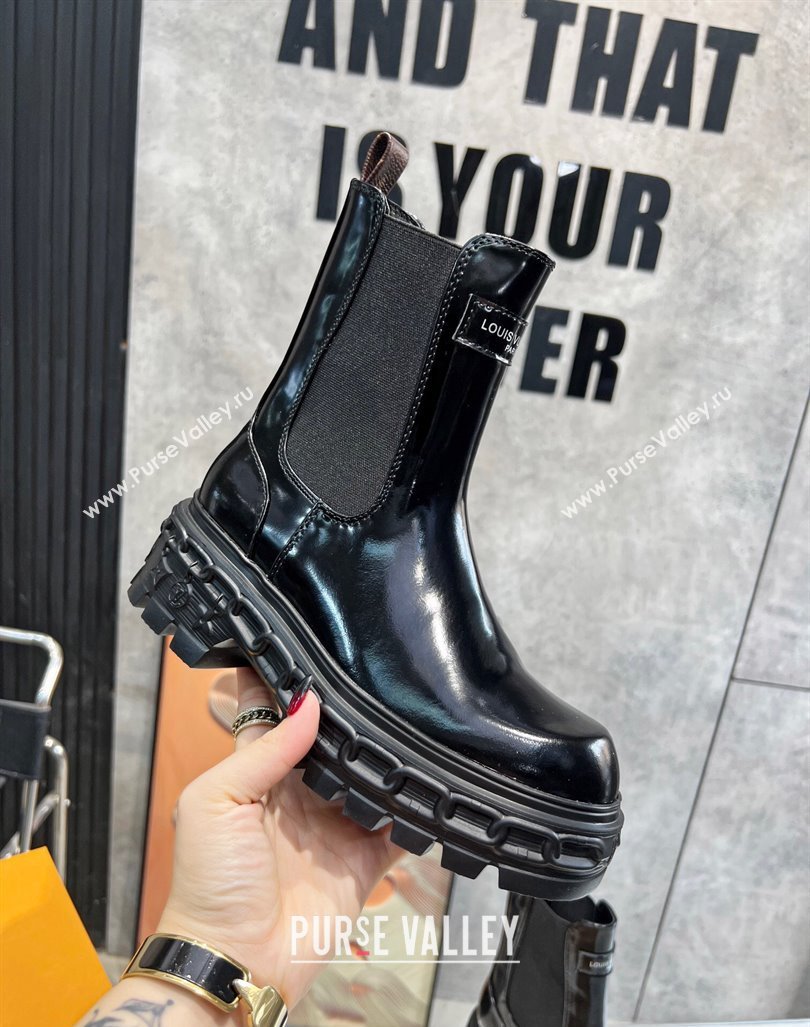 Louis Vuitton LV Record Ankle Chelsea Boots in Shiny Leather Black 2023 1AC7YI (MD-231104017)