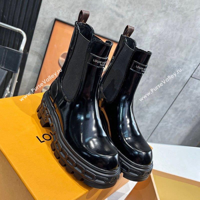 Louis Vuitton LV Record Ankle Chelsea Boots in Shiny Leather Black 2023 1AC7YI (MD-231104017)