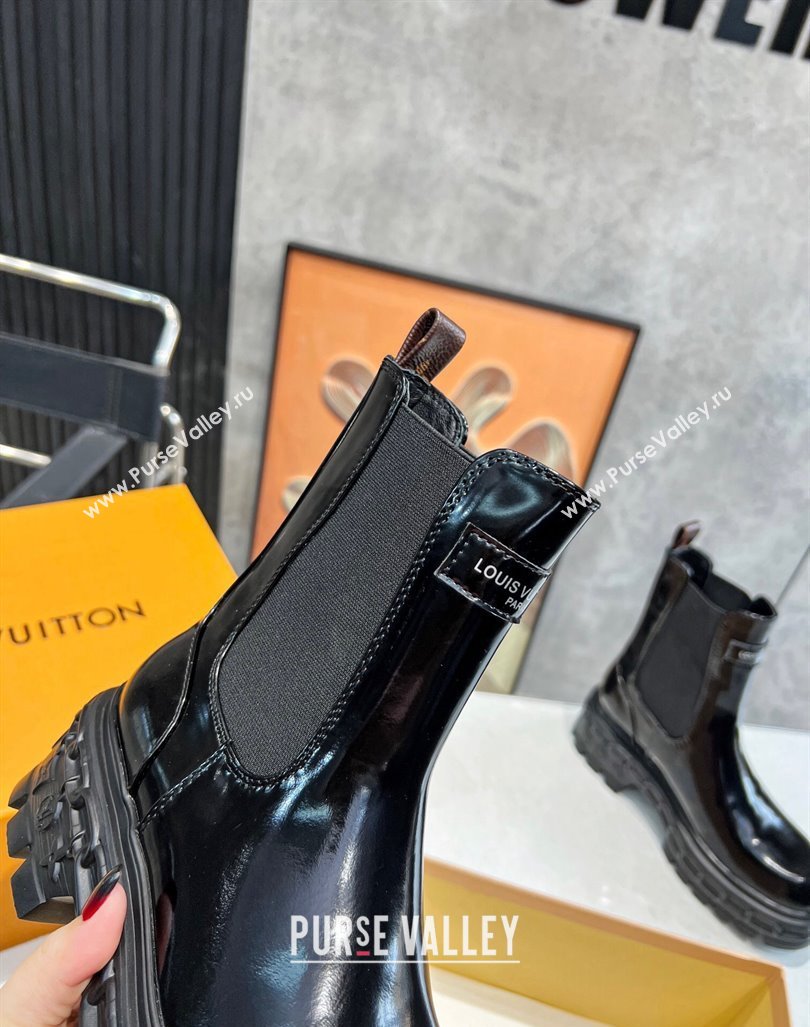 Louis Vuitton LV Record Ankle Chelsea Boots in Shiny Leather Black 2023 1AC7YI (MD-231104017)