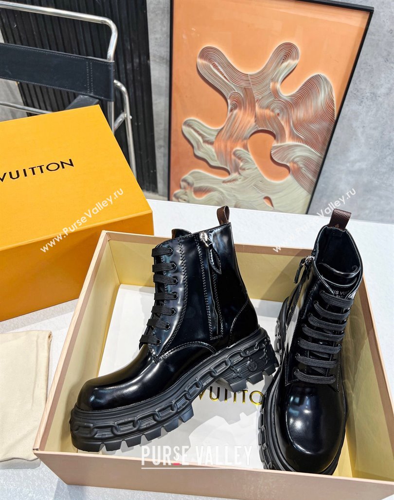 Louis VuittonLV Record Ranger Ankle Boots in Shiny Leather Black 2023 1AC7YI (MD-231104018)