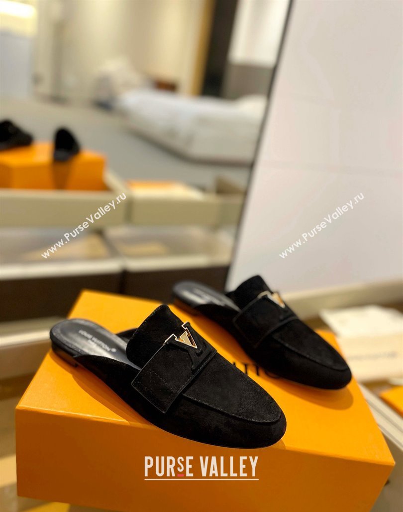 Louis Vuitton LV Capri Mules Flat in Suede Black 2023 1AC9C9 (MD-231104005)