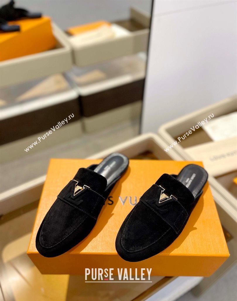 Louis Vuitton LV Capri Mules Flat in Suede Black 2023 1AC9C9 (MD-231104005)