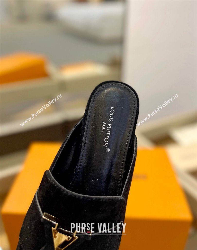 Louis Vuitton LV Capri Mules Flat in Suede Black 2023 1AC9C9 (MD-231104005)