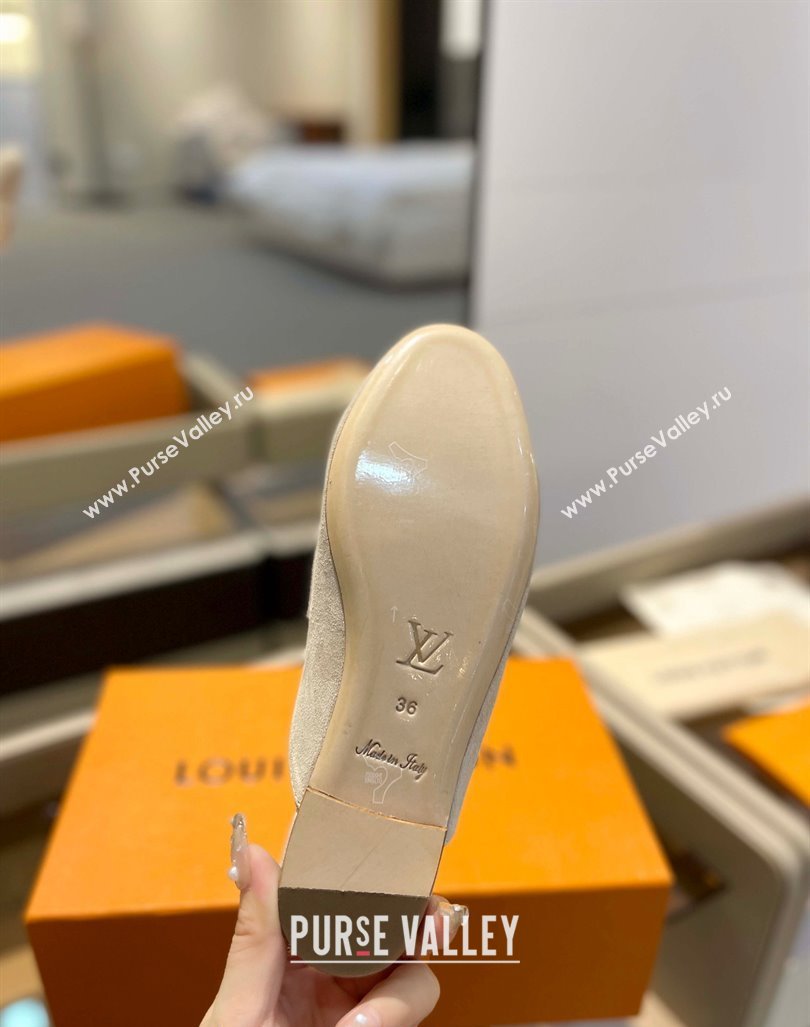 Louis Vuitton LV Capri Mules Flat in Suede White 2023 1AC9C9 (MD-231104006)