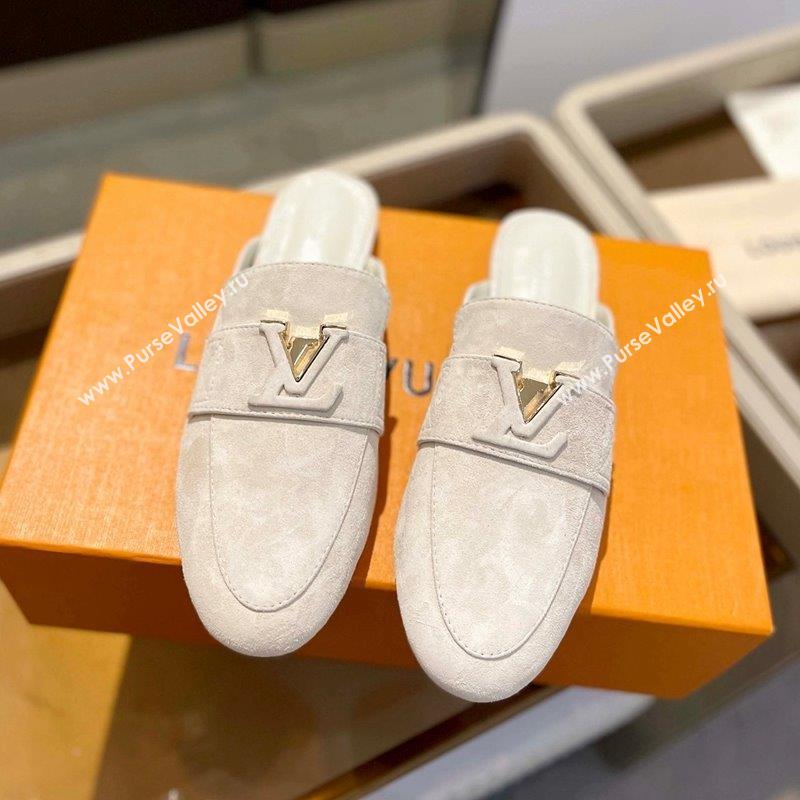 Louis Vuitton LV Capri Mules Flat in Suede White 2023 1AC9C9 (MD-231104006)