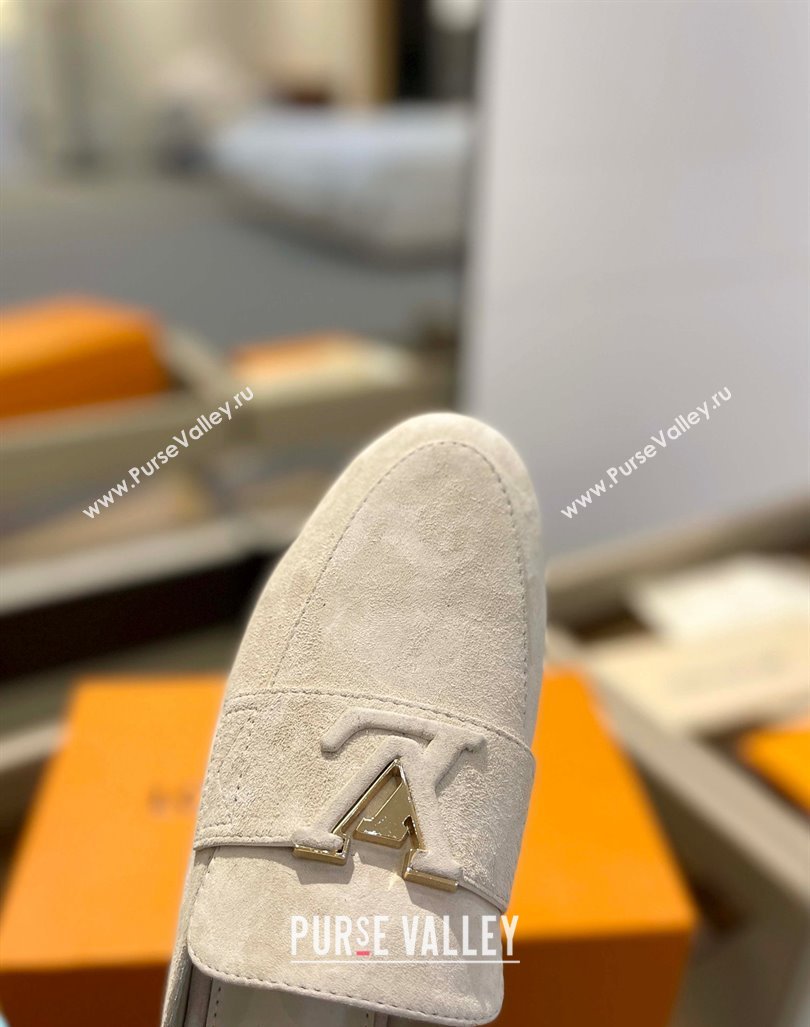 Louis Vuitton LV Capri Mules Flat in Suede White 2023 1AC9C9 (MD-231104006)