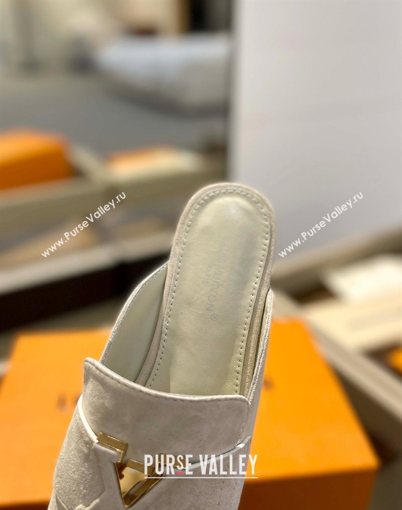 Louis Vuitton LV Capri Mules Flat in Suede White 2023 1AC9C9 (MD-231104006)