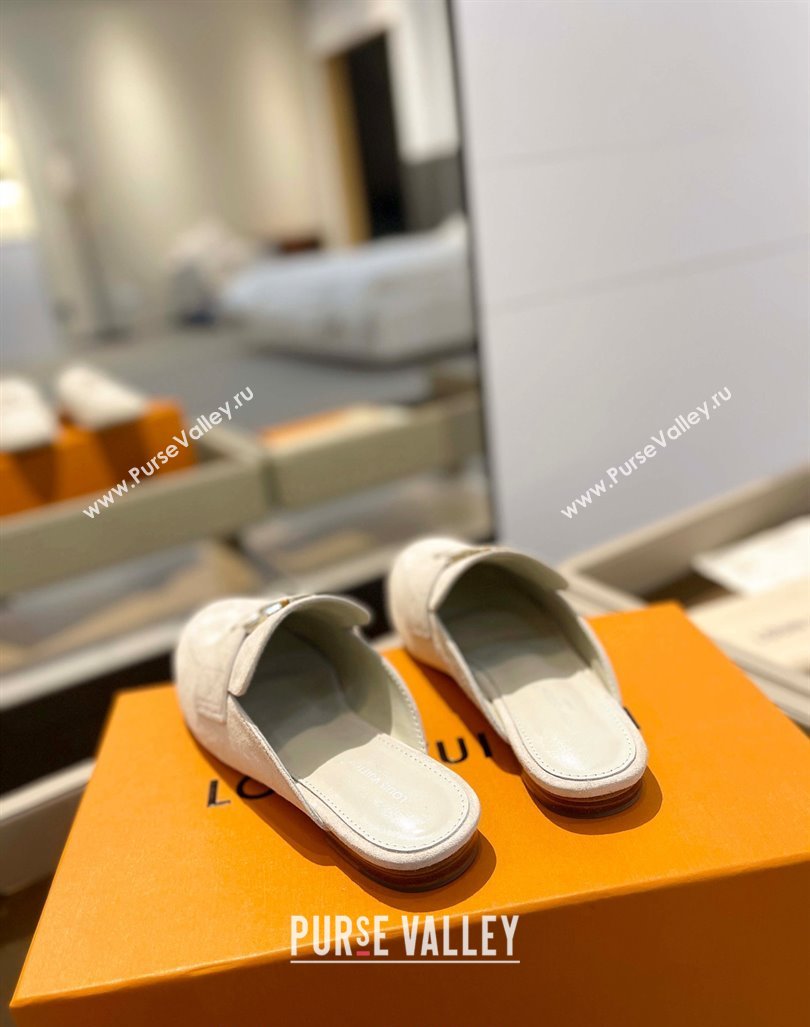 Louis Vuitton LV Capri Mules Flat in Suede White 2023 1AC9C9 (MD-231104006)