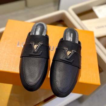 Louis Vuitton LV Capri Mules Flat in Grained Leather Black 2023 1AC9C9 (MD-231104011)