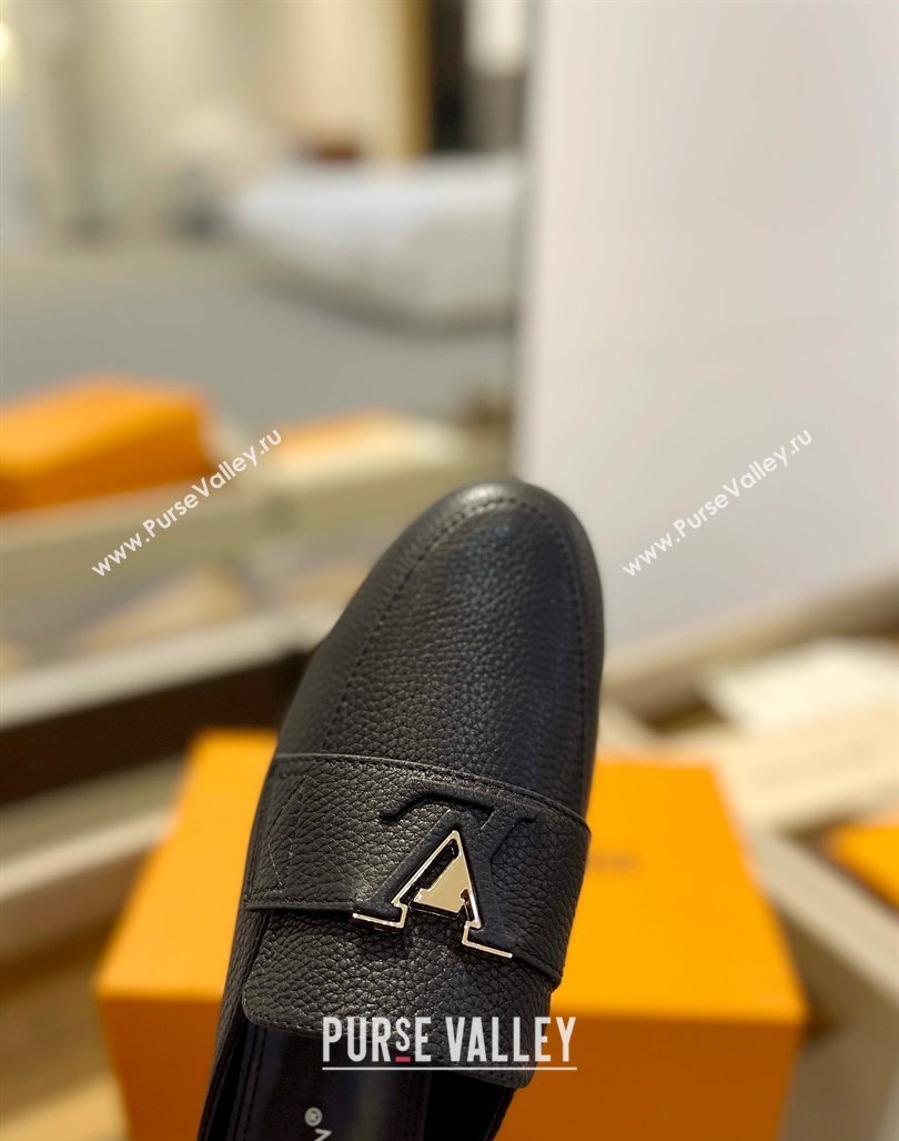 Louis Vuitton LV Capri Mules Flat in Grained Leather Black 2023 1AC9C9 (MD-231104011)