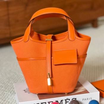 Hermes Cargo Picotin Lock Bag 18cm in Swift Leather and Canvas Orange 2023 (jimmy-231113035)