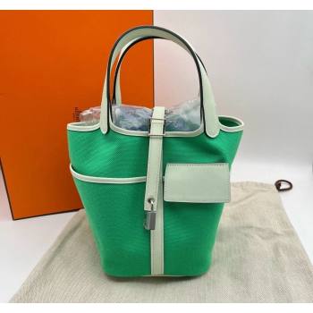 Hermes Cargo Picotin Lock Bag 18cm in Swift Leather and Canvas Green 2023 (jimmy-231113036)