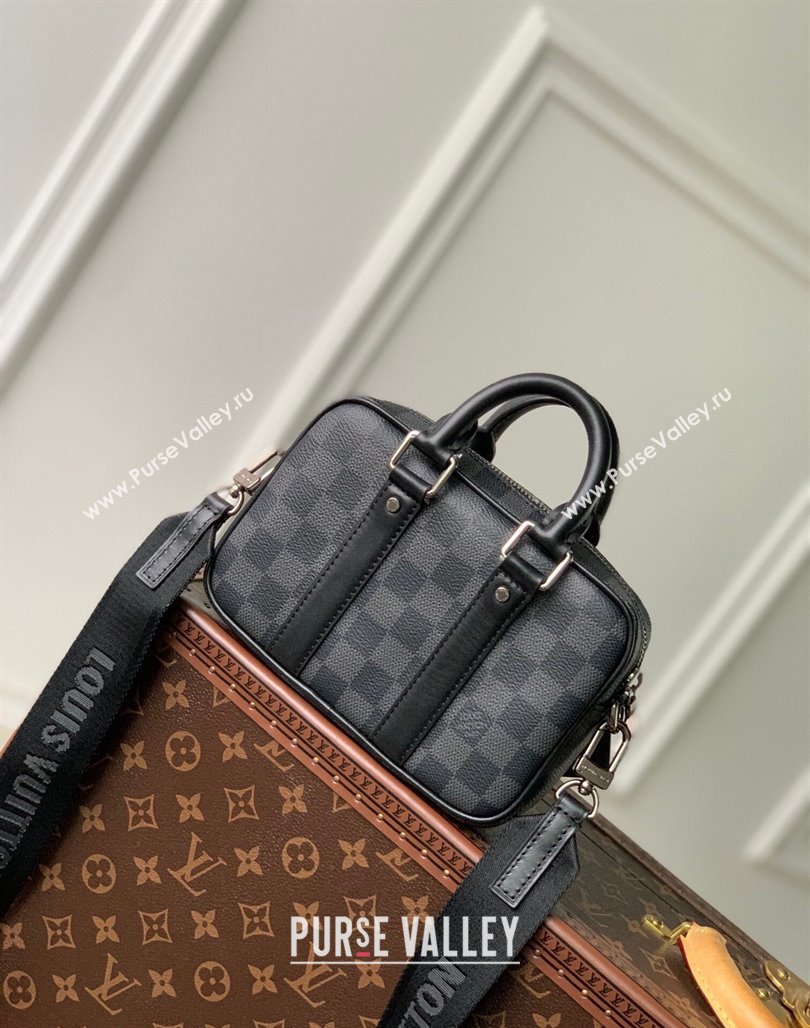 Louis Vuitton Nano Porte Documents Voyage Mini Bag M82770 Black Damier Graphite Canvas 2023 (KI-231113025)