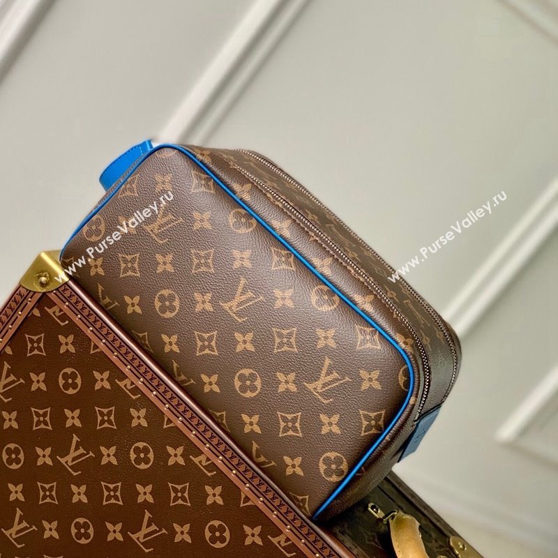 Louis Vuitton Dopp Kit Toilet Pouch in Monogram Macassar Canvas M46763 Blue 2023 (KI-231113027)