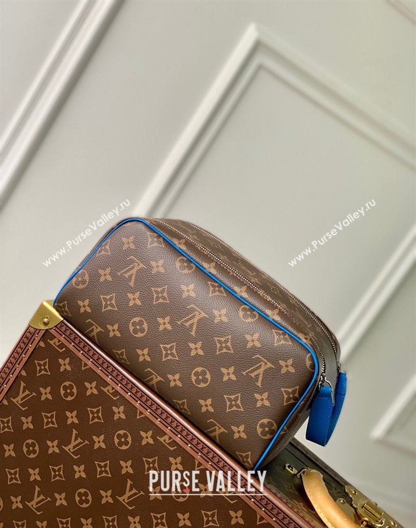 Louis Vuitton Dopp Kit Toilet Pouch in Monogram Macassar Canvas M46763 Blue 2023 (KI-231113027)