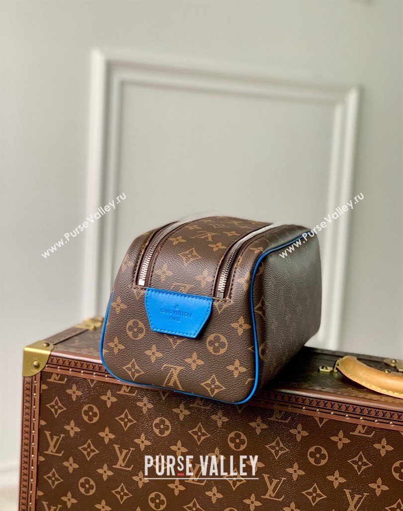 Louis Vuitton Dopp Kit Toilet Pouch in Monogram Macassar Canvas M46763 Blue 2023 (KI-231113027)