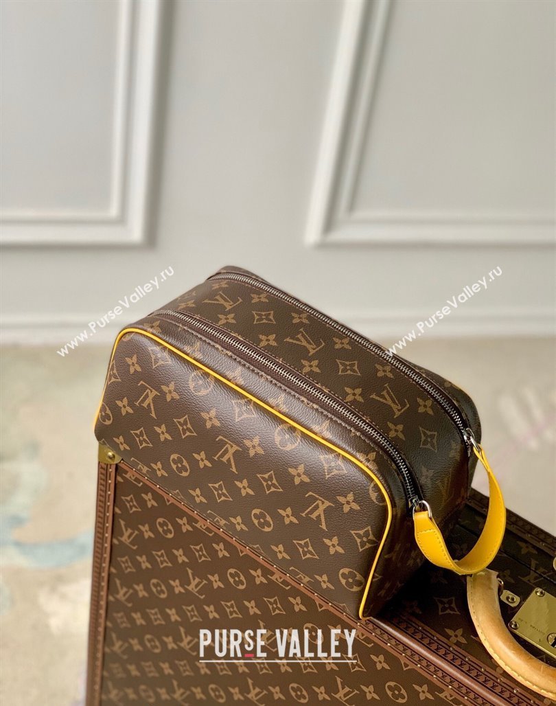 Louis Vuitton Dopp Kit Toilet Pouch in Monogram Macassar Canvas M46764 Yellow 2023 (KI-231113026)