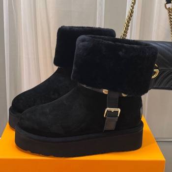 Louis Vuitton Aspen Platform Ankle Boots in Monogram Suede and Shearling Black 2023 1AC78O (MD-231204066)