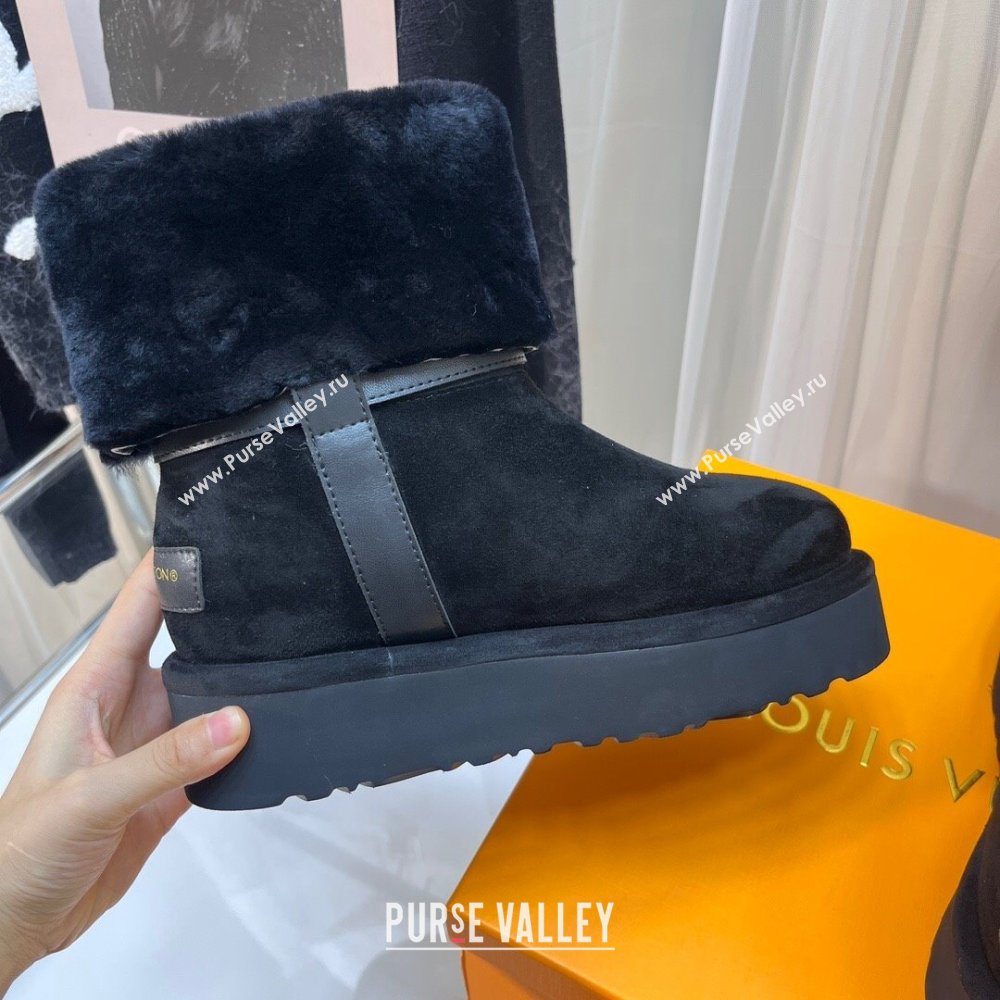 Louis Vuitton Aspen Platform Ankle Boots in Monogram Suede and Shearling Black 2023 1AC78O (MD-231204066)