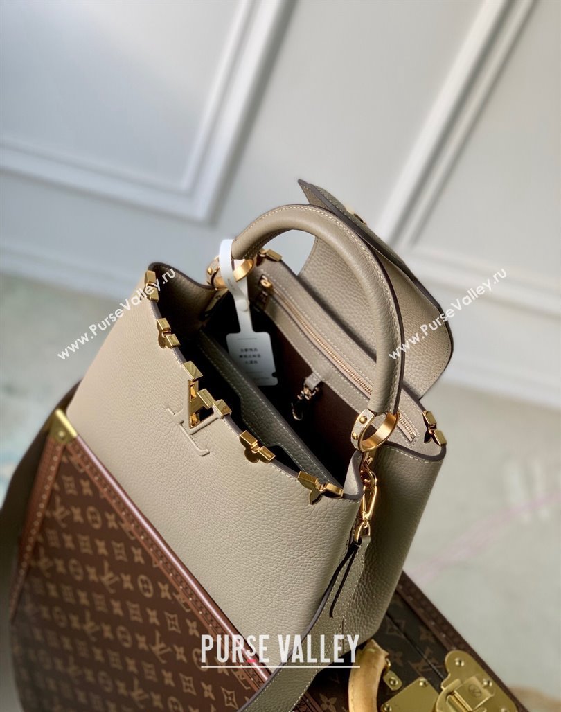 Louis Vuitton Capucines Flower Crown MM Bag in Taurillon Leather M24567 Grey 2024 (KI-240218021)