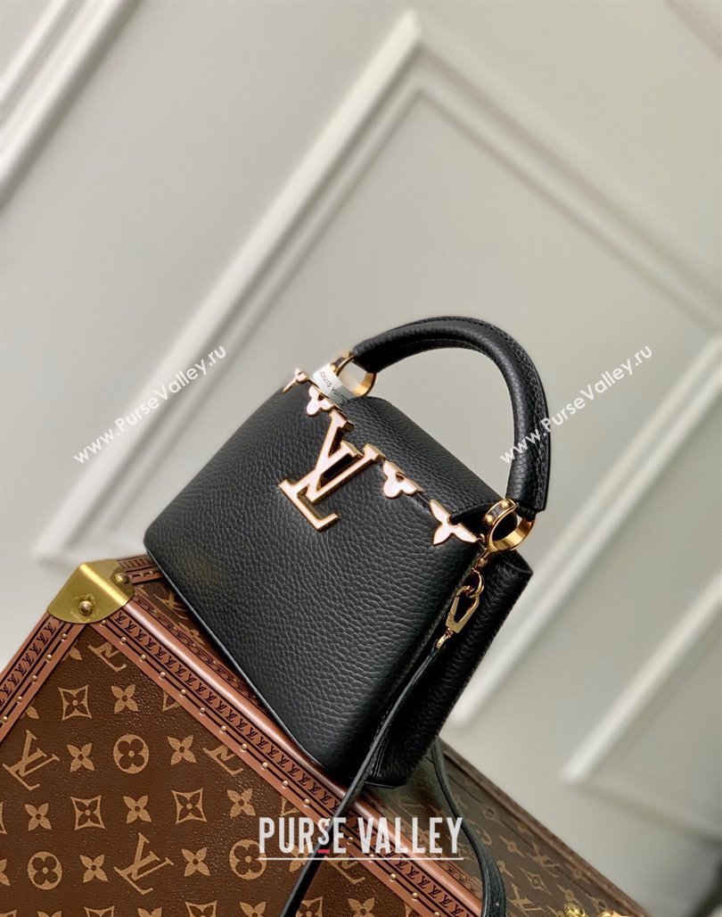 Louis Vuitton Capucines Flower Crown Mini Bag in Taurillon Leather M23263 Black 2024 (KI-240218024)