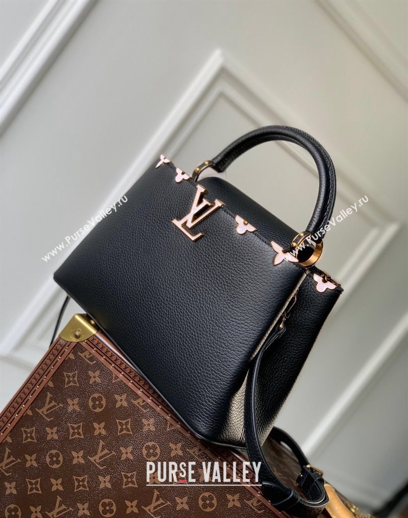 Louis Vuitton Capucines Flower Crown MM Bag in Taurillon Leather M23263 Black 2024 (KI-240218025)