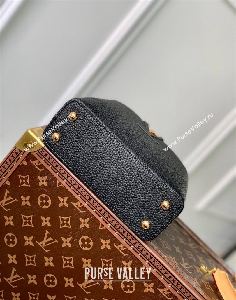 Louis Vuitton Capucines Mini Bag with Flower Chain in Taurillon Leather M20708 Black 2024 (KI-240218030)