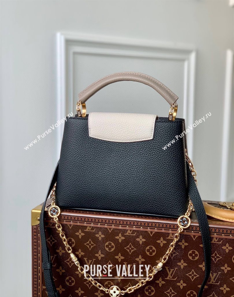 Louis Vuitton Capucines BB Bag with Flower Chain in Taurillon Leather M20708 Black 2024 (KI-240218031)