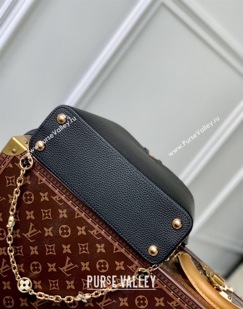 Louis Vuitton Capucines BB Bag with Flower Chain in Taurillon Leather M20708 Black 2024 (KI-240218031)