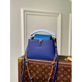 Louis Vuitton Capucines Mini Bag with Flower Chain in Taurillon Leather M20844 Blue 2024 (KI-240218033)