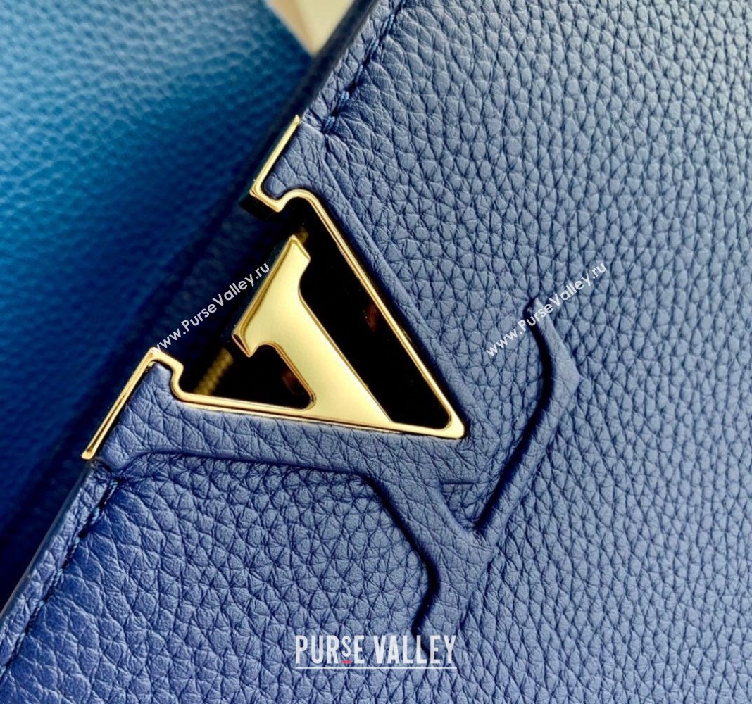 Louis Vuitton Capucines Mini Bag with Flower Chain in Taurillon Leather M20844 Blue 2024 (KI-240218033)