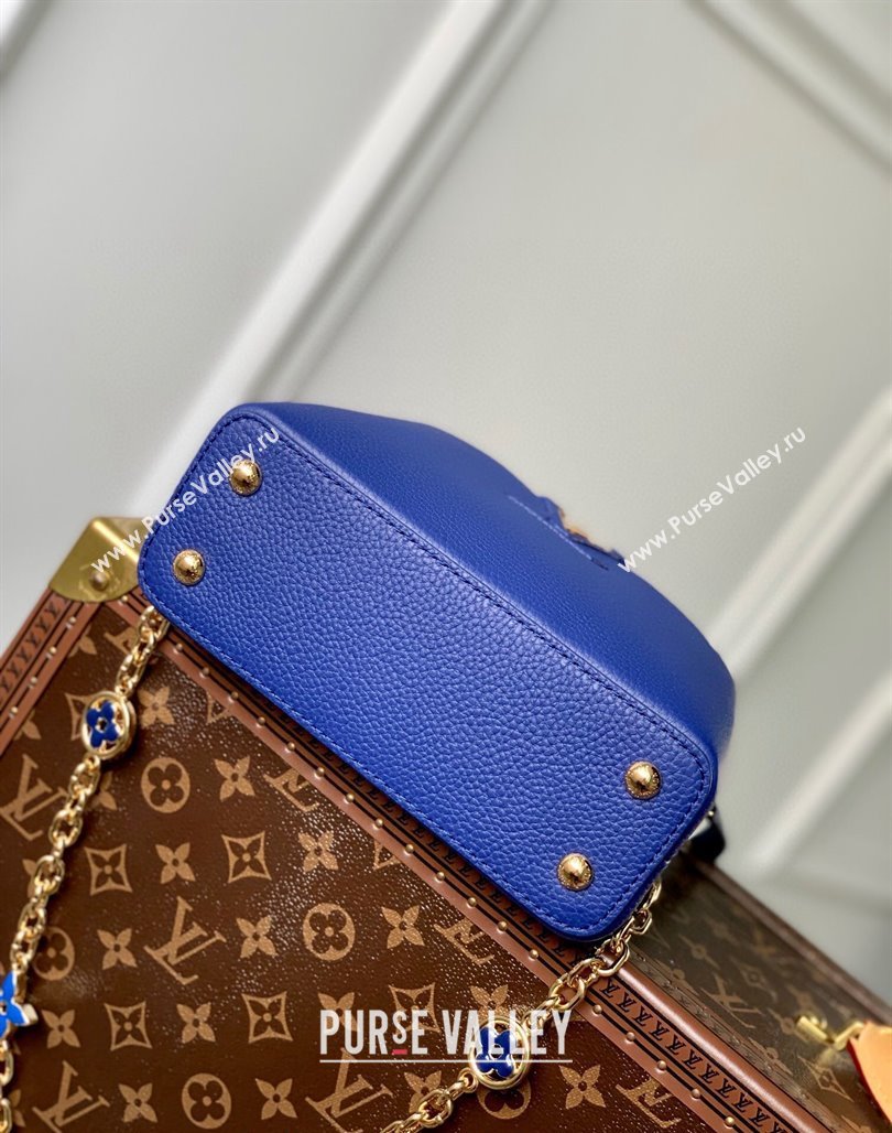 Louis Vuitton Capucines Mini Bag with Flower Chain in Taurillon Leather M20844 Blue 2024 (KI-240218033)