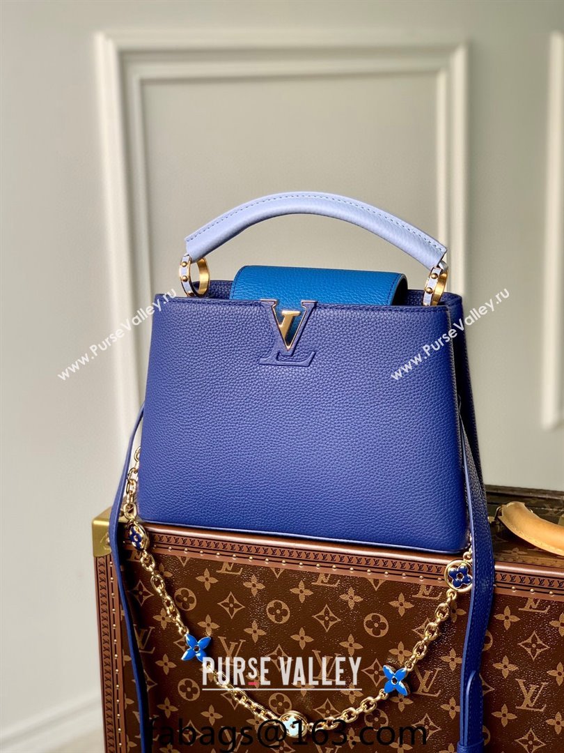 Louis Vuitton Capucines BB Bag with Flower Chain in Taurillon Leather M20844 Blue 2024 (KI-240218034)