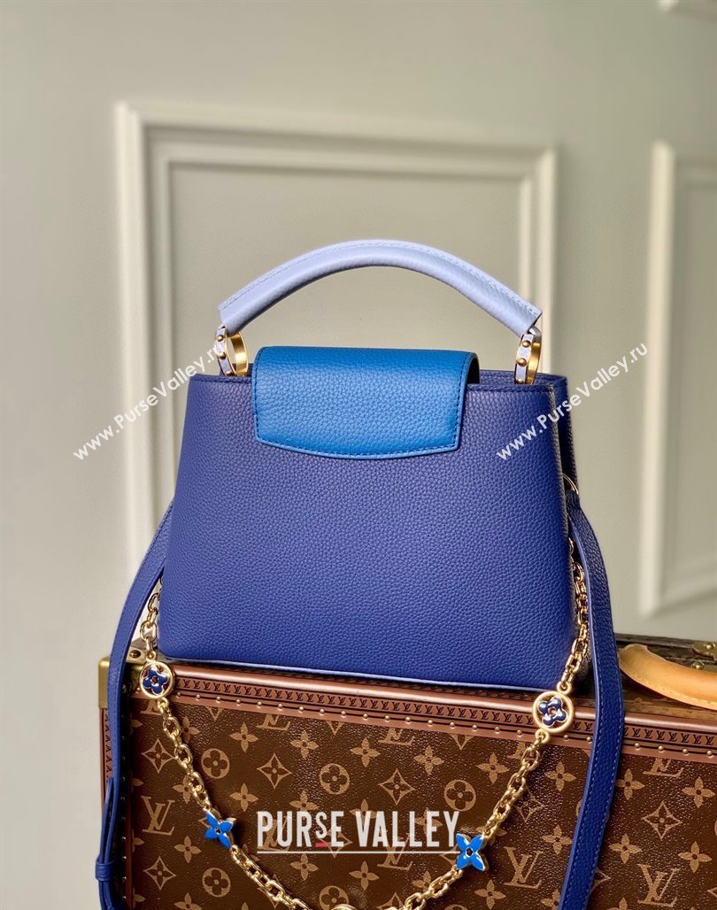 Louis Vuitton Capucines BB Bag with Flower Chain in Taurillon Leather M20844 Blue 2024 (KI-240218034)