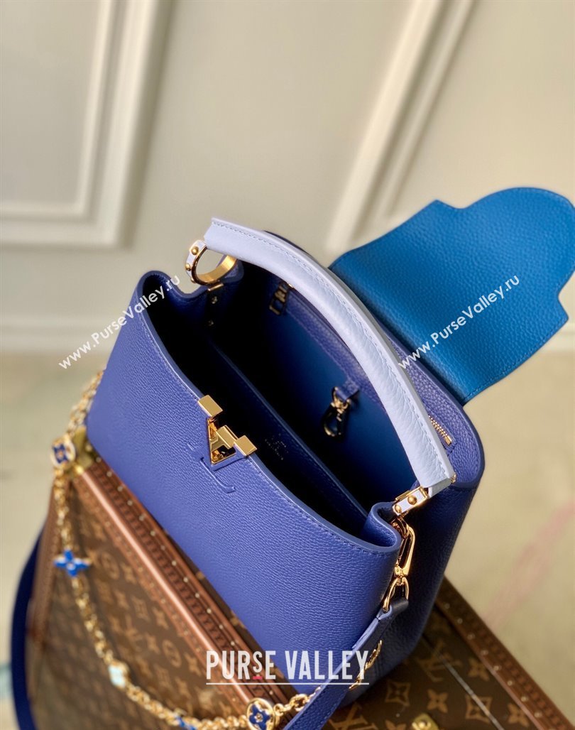 Louis Vuitton Capucines BB Bag with Flower Chain in Taurillon Leather M20844 Blue 2024 (KI-240218034)